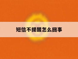 短信不提醒怎么回事