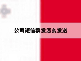 公司短信群发怎么发送