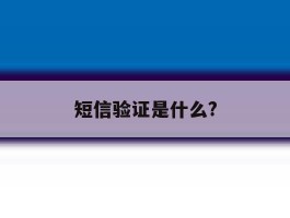 短信验证是什么?